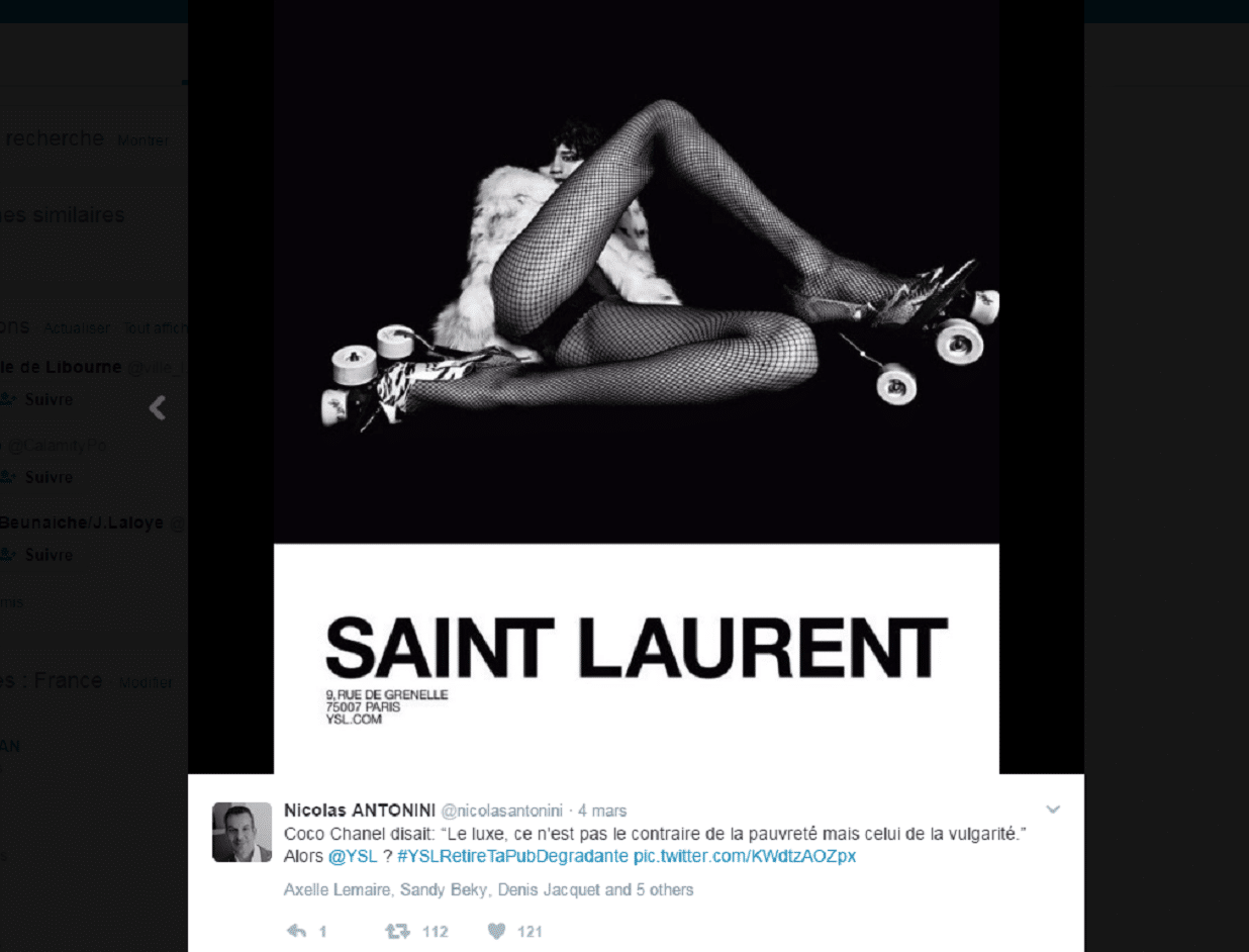 La femme objet des dernières pubs Yves Saint Laurent a du mal à passer