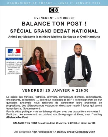 Le débat national chez Hanouna avec Marlène Schiappa comme animatrice