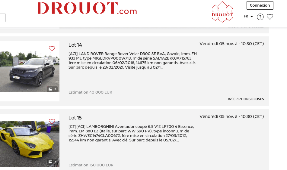 Les bolides saisis par la justice sur le point d’être vendus aux enchères