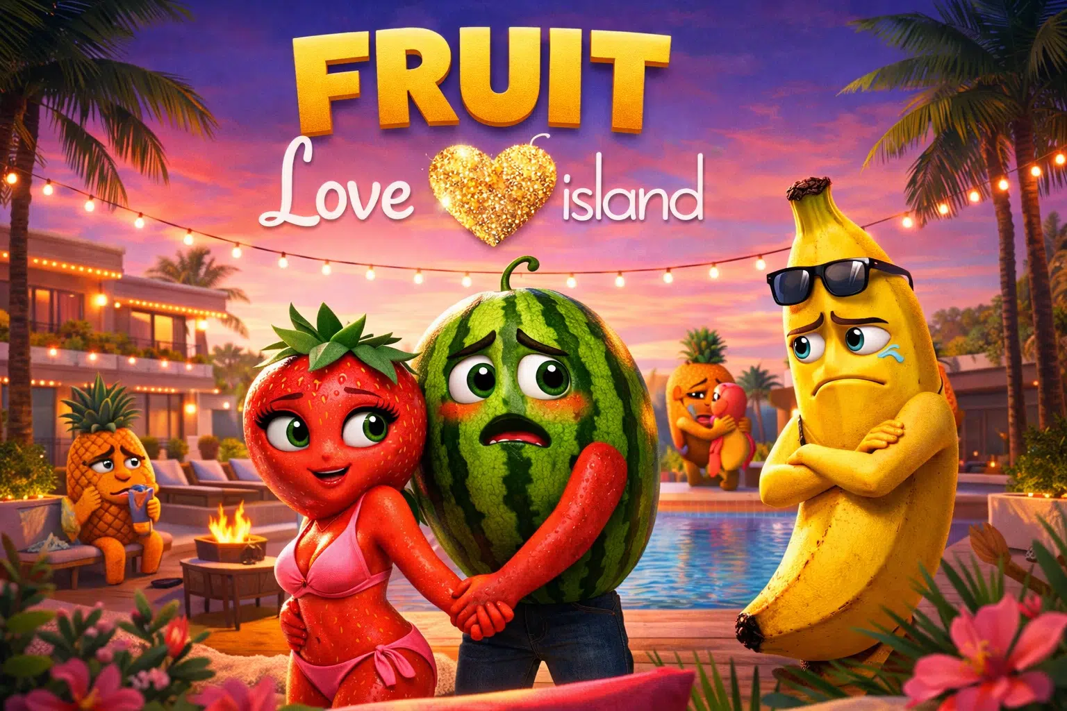Île Tropicale Des Fruits En Amour