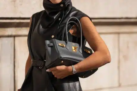 Paris,,france, ,october,,4,,2025:,woman,wears,black,hermes