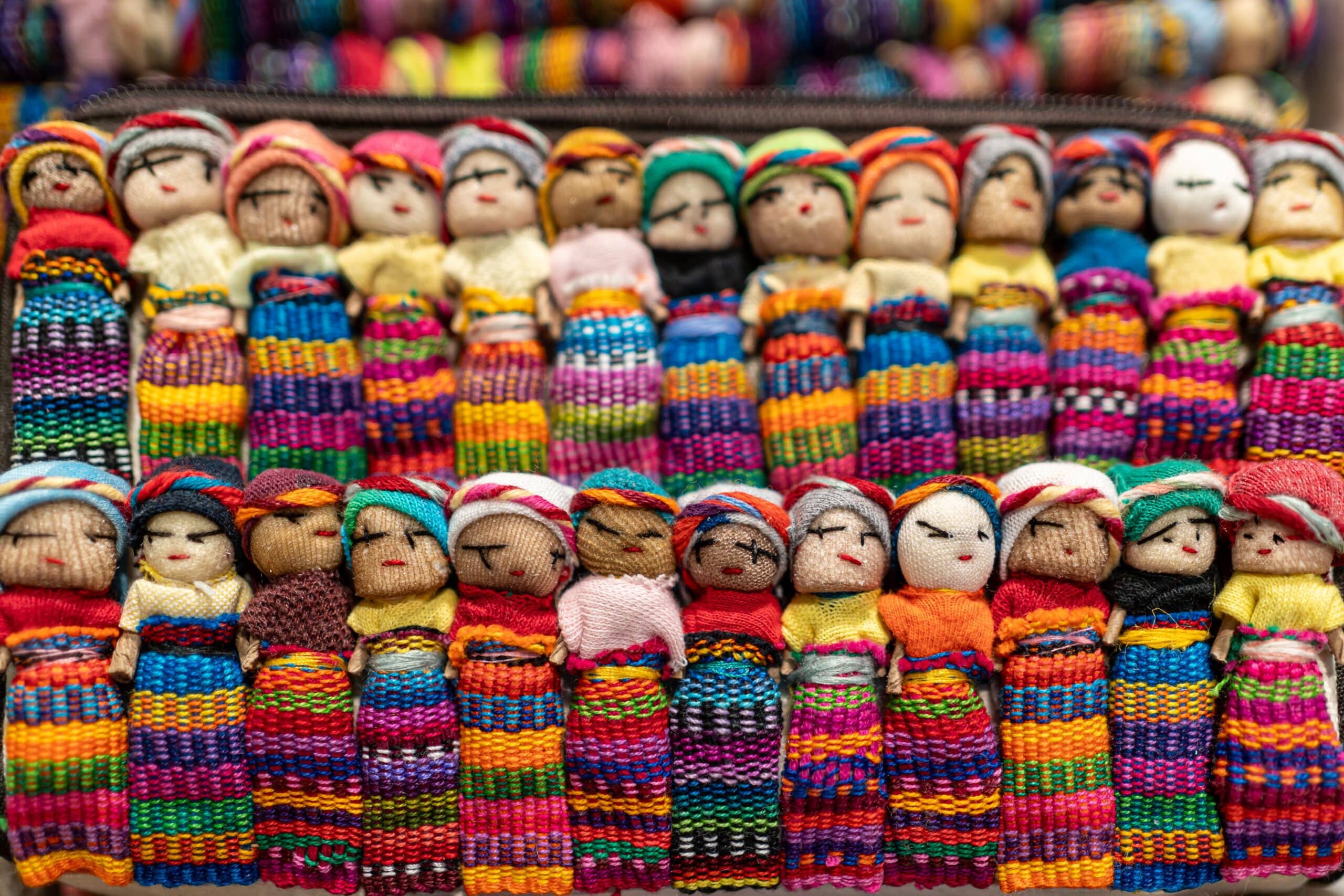Series,of,small,rag,dolls,in,costumes,from,indigenous,communities